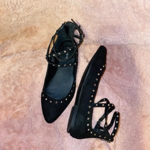 Black Studded STRAPPY Flat